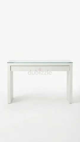 White Console Table with Glass Top - Simple Modern Design