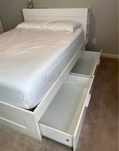 IKEA Brimmness Queen Size Storage Bed Frame with IKEA brand mattress for sale in good condition ………