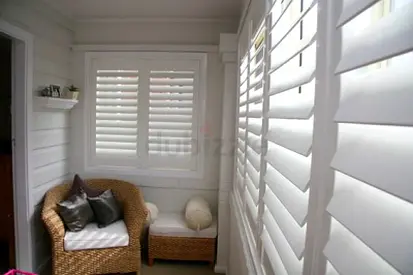 White Plantation Shutters — Set of Window Shutters in Good Condition