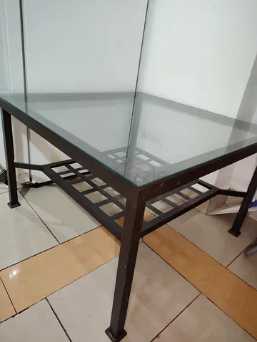 Metal Frame Glass Top Side Table - Good Used Condition