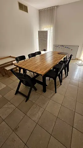 Solid Wood Dining Table with 6 Chairs - Good Condition