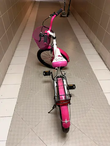 Pink Kids' Bicycle with Basket and Rear Rack - Good Condition