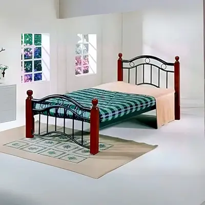 Single Metal & Wood Bed Frame - Good Condition