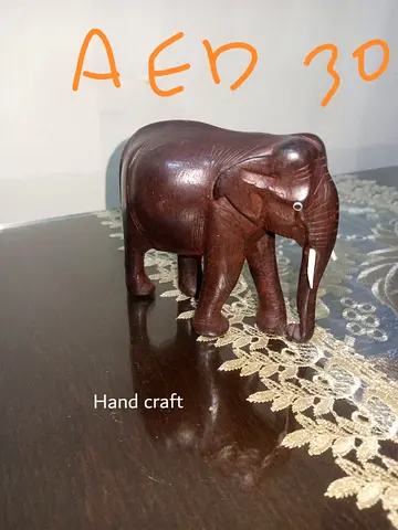 Handcrafted Wooden Elephant Figurine and Small Decorative Collectible