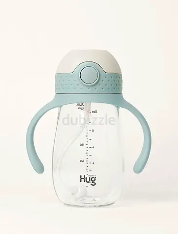 Hug 300ml Baby Sippy Bottle with Handles and Silicone Straw