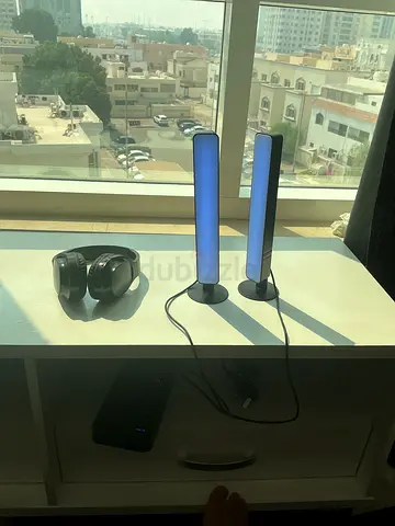 Two LED Ambience Lamps + Wireless Headphones and Power Bank for controller - Good Condition
