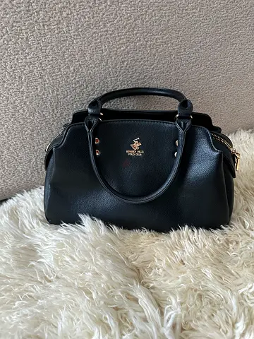 Polo black structured handbag with triple compartments — good used condition