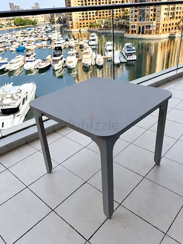 Crate & Barrel Grey Square Table – Modern Design