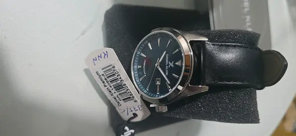 Daniel Klein Premium Stainless Steel Quartz Watch with Black Leather Strap