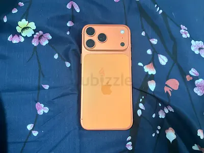iPhone with orange silicone case — amazing condition