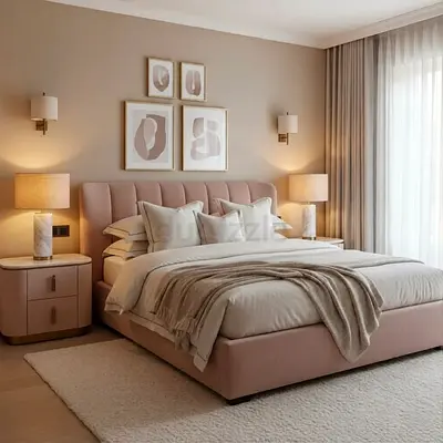 Modern style light Pink colour 180*200 king size bed.