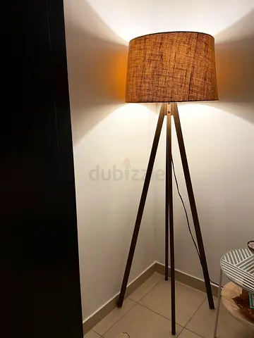 Tripod Floor Lamp with Woven Shade