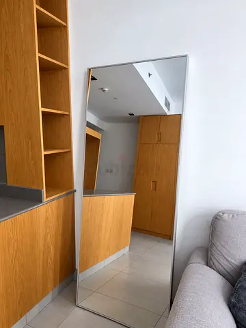 Full-Length Leaner Mirror with Slim Silver Frame