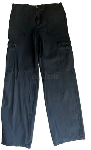 Women's black cargo trousers — casual straight fit, size approx M/L