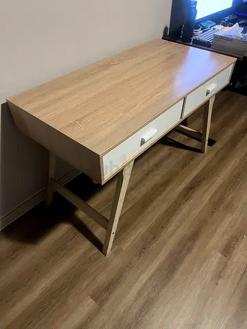 Study Desk / Computer Desk with 2 Drawers – Oak & White