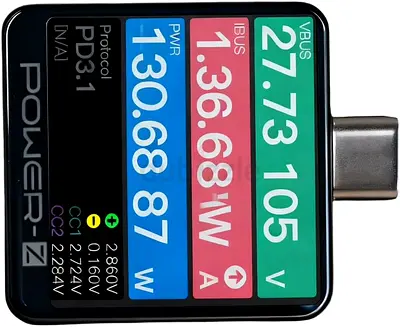 Power-Z KM003C USB C Tester, 1.54" Portable USB C Fast Charging Tester