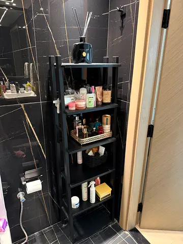 Slim Black Bathroom Storage Shelf - 5 Tier Organizer