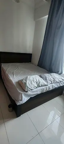 Queen size Wooden double bed frame with mattress - good condition
