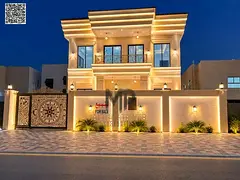 Distinctive villa for sale in Al Zahia, Ajman, featuring 4 bedrooms, a majlis, two living areas, and