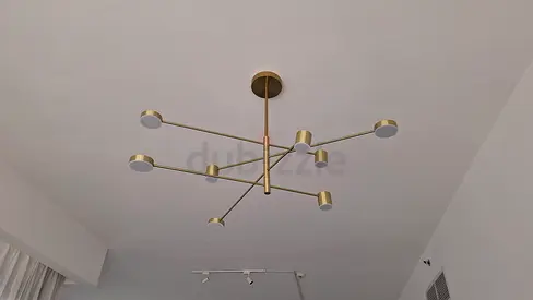 Modern Brass Multi-Arm Ceiling Light / Chandelier (6-8 Arms)