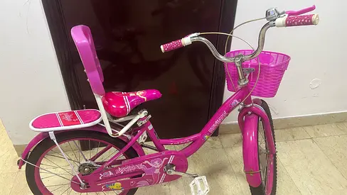 Pink Kids Bicycle with Rear Seat and Front Basket - Good Condition