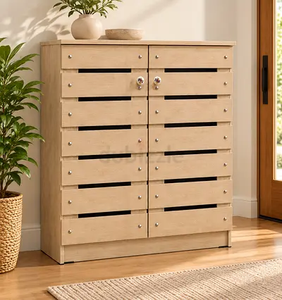 Ash 2 Door Shoe Cabinet – Wooden Shoe Storage Organizer