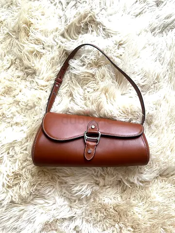 Ralph Lauren brown leather cylindrical shoulder bag