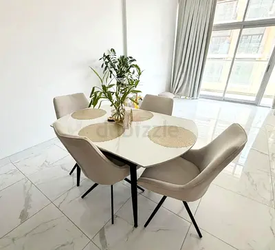 Modern white marble dining table