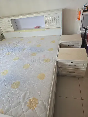 King size bed ,Mattress and side tables— used but clean