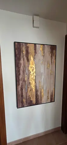 Large Abstract Gold Accent Wall Art Painting (Framed)
