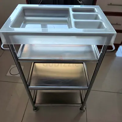 Stainless Steel 3-Tier Utility Trolley with Removable Top Tray