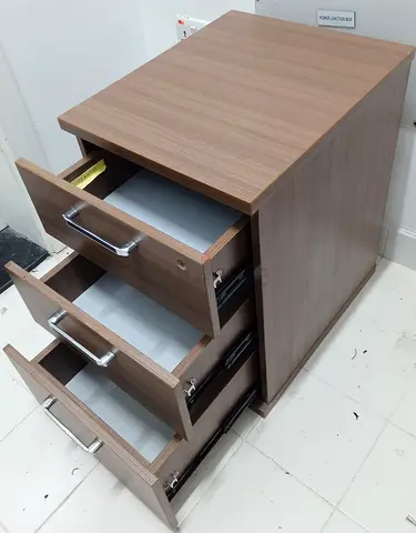 Wooden 3-Drawer Office Pedestal Cabinet - Good Condition