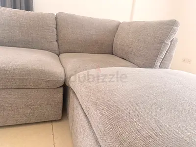 Large L-Shaped Modular Sofa – 5/6 Seater Grey Fabric Couch | Family Living Room
