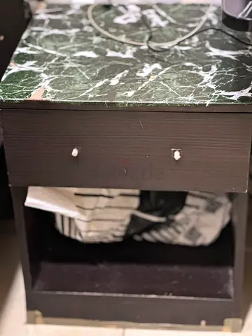 Small bedside table/nightstand with faux marble top