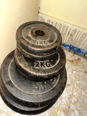Barbell rod with clippers & 16kg weights for sale