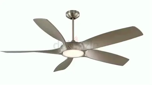 Modern 5-Blade Ceiling Fan with Integrated Light 3color Led RIMOT control - Silver