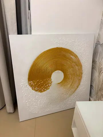 White and Gold Wall Art Canvas 100 x 100 cm (Ready to Hang)