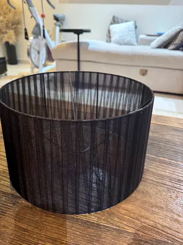Black Cylindrical Fabric Lamp Shade — Good Condition