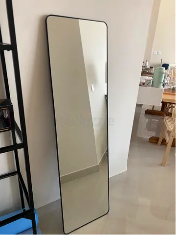Full-length Slim Black Framed Floor Mirror — Good Condition.
