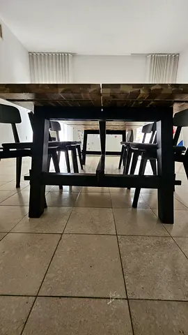 Solid Wood Dining Table with 6 Chairs - Good Condition