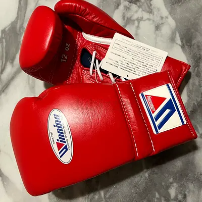 Authentic Winning MS-400 12oz Lace-Up Boxing Gloves (Red) - Brand New In Box