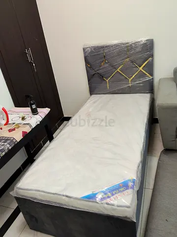 Single Bed with Upholstered Headboard and Mattress - Good Condition
