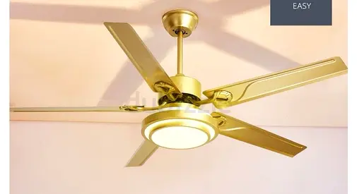 Gold 5-Blade Ceiling Fan with Integrated Light - Used, Good Condition