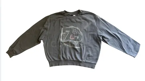 Grey sweatshirt with vintage-style 73 graphic