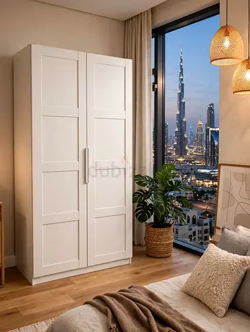 White 2-Door Wardrobe / Armoire - Good Condition