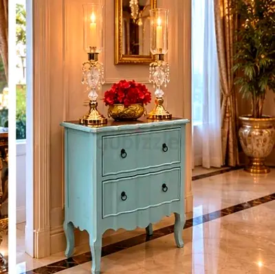 Vintage-style Light Blue 2-Drawer Console Cabinet