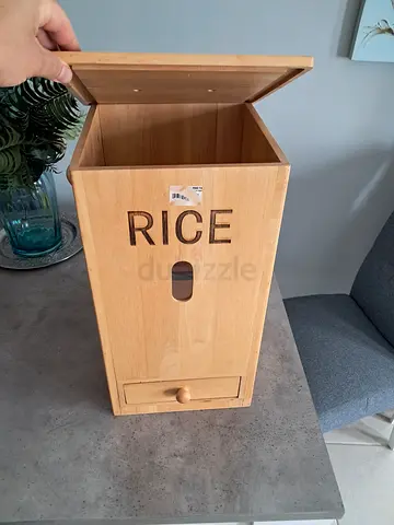 Wooden rice storage container