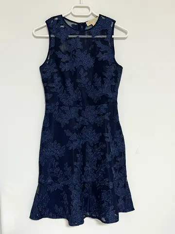 Michael Kors Navy Blue Floral Lace Sleeveless Dress - Size xs