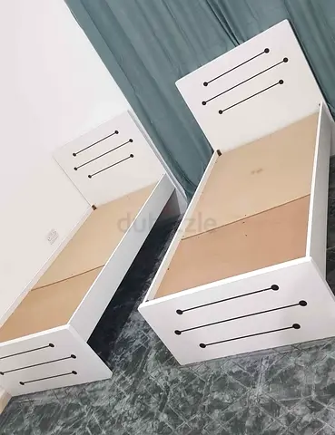 New Pair of single white wooden beds (ready to add mattresses)