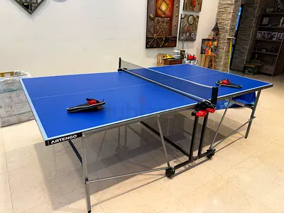 Artengo Blue Indoor/Outdoor Table Tennis Table with 2 Bats and Net